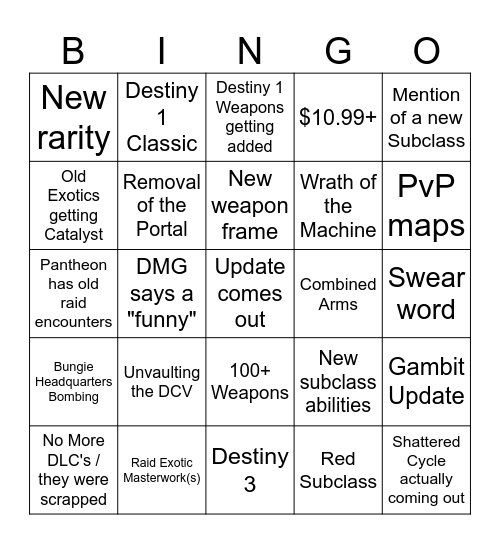 June Update 2026 Bingo Card