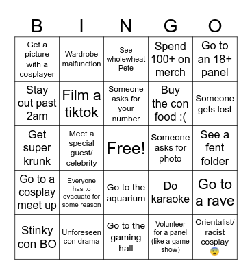 Momocon Bingo Card