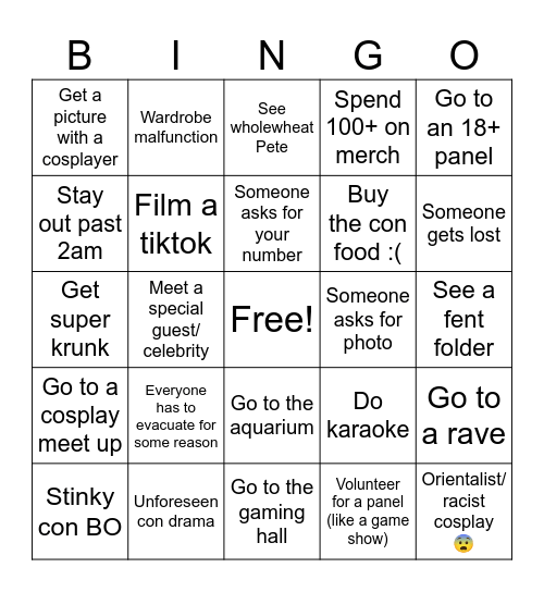 Momocon Bingo Card