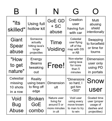 EMA bingo Card