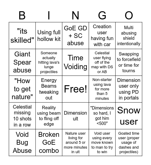 EMA bingo Card