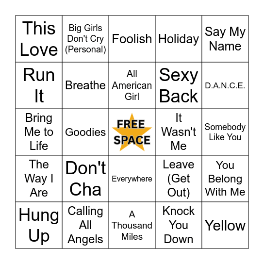 2000s Vol 3 Bingo Card