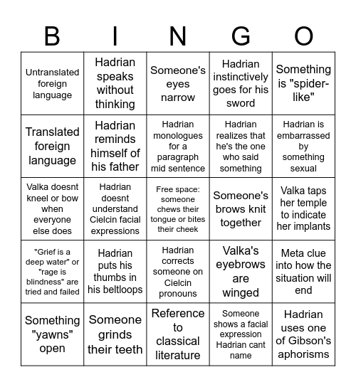 Sun Eater Bingo Card