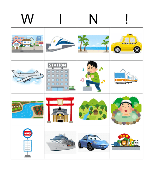 Transport and places Bingo Card