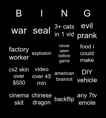 douyin Bingo Card