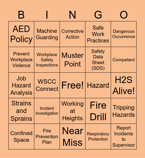 Workplace Safety Bingo Card