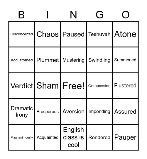 Bingo Time! Bingo Card