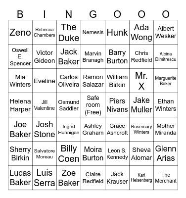 Allies and Enemies Bingo Card