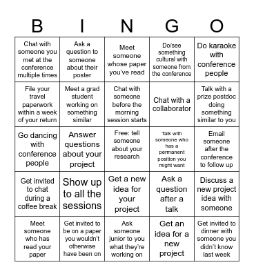 Conference Bingo Card