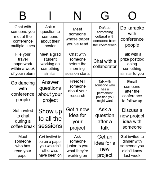 Conference Bingo Card