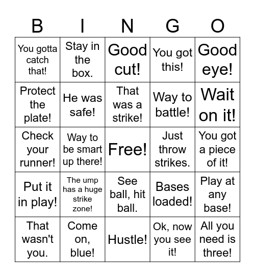 Mother's Day Baseball Bingo! Bingo Card
