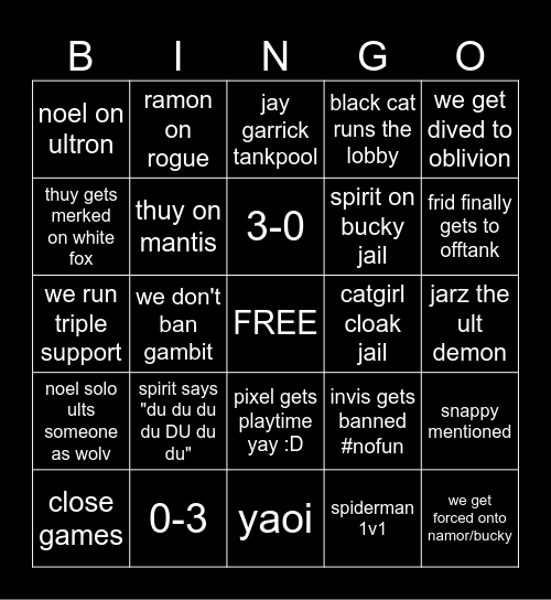 umbra big e game 5/5/26 Bingo Card