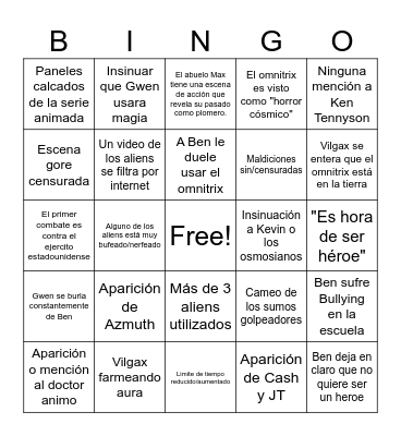 Dynamite Ben 10 Bingo Card