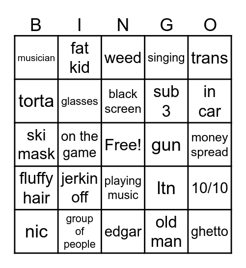 omegle bingo Card