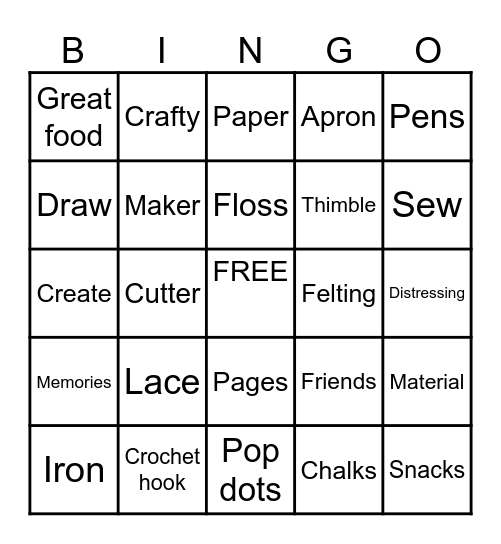 Crafting at St Bridget’s Bingo Card