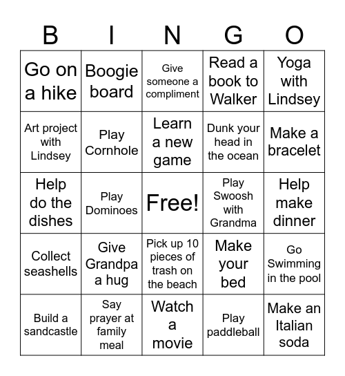 HANSEN FAMILY BINGO 2026 Bingo Card