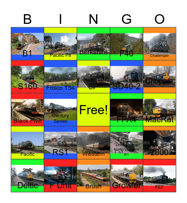 Circus Trains and other Special Trains that I would like to record after John will say "Wave Bye Bye to Putt Putt joins the Circus for life" one day Bingo Card