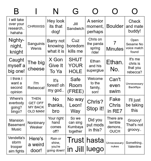 Memes/Quotes Bingo Card