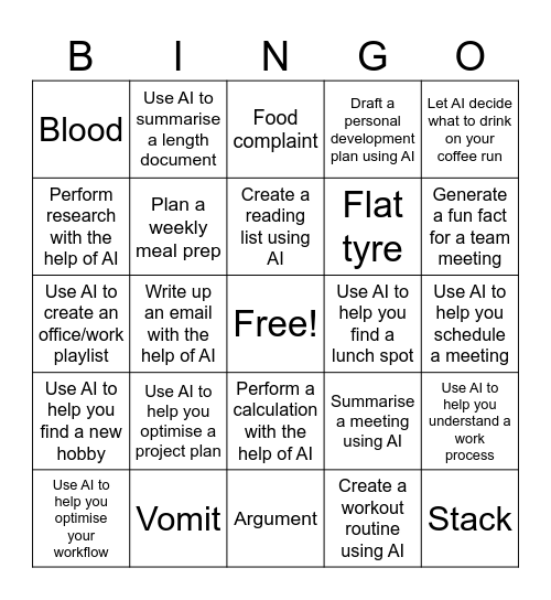 AI Bingo Card