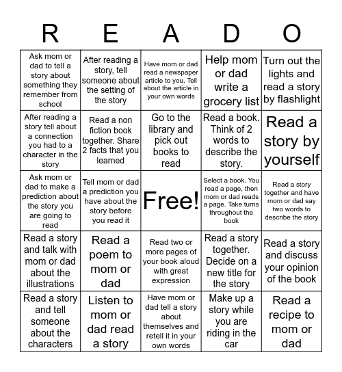 Reado Bingo Card