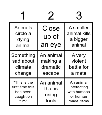 Planet Earth 3 Bingo Card