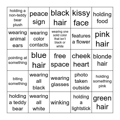 Photocard Bingo Card