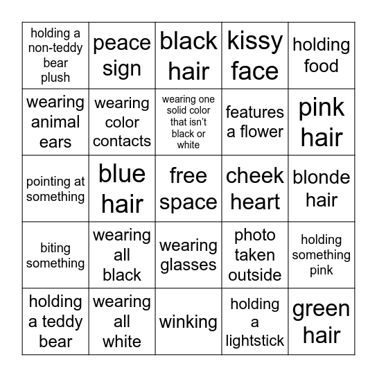 Photocard Bingo Card
