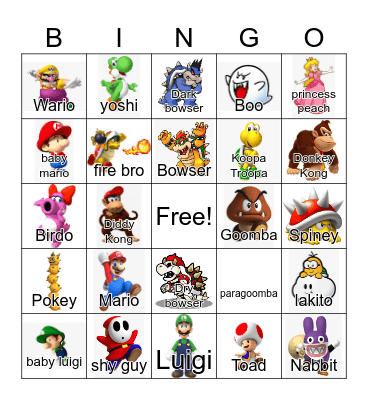 F9 Mario Bingo Card