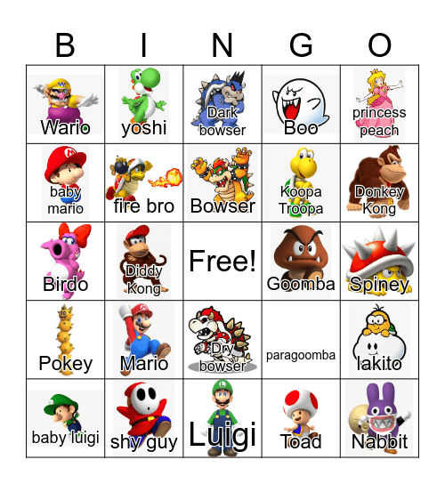 F9 Mario Bingo Card