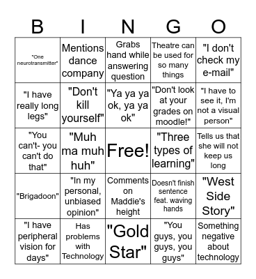 Meg Bingo! Bingo Card