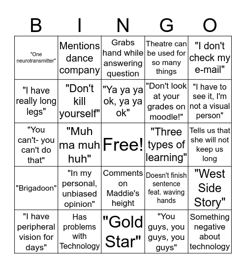 Meg Bingo! Bingo Card