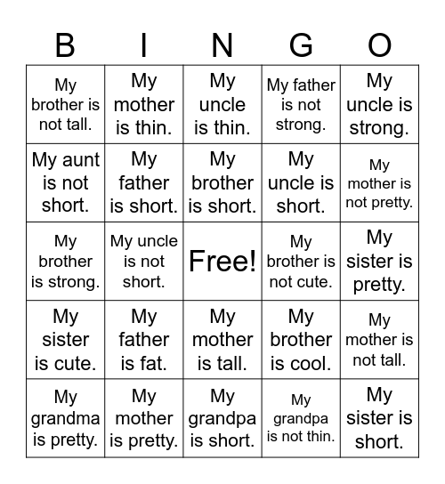 Bingo! Bingo Card