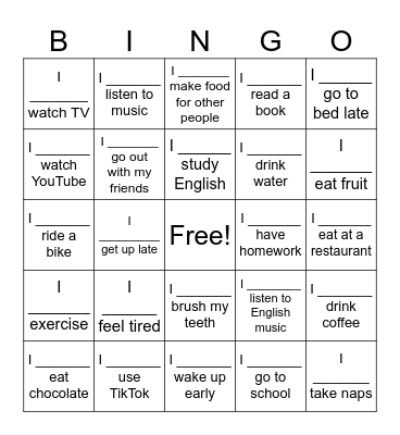 Frequency Bingo Card