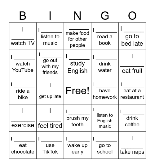 Frequency Bingo Card