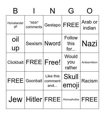 Instagram reels Bingo Card