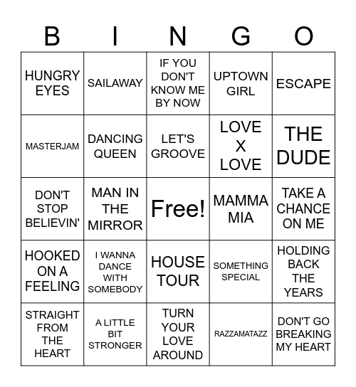 BILLY JOEL Bingo Card