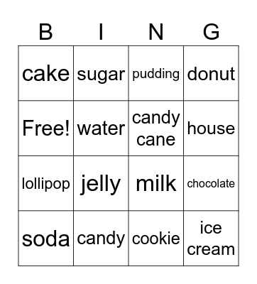 Food Bingo Card