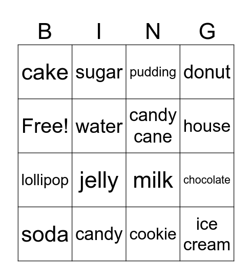 Food Bingo Card