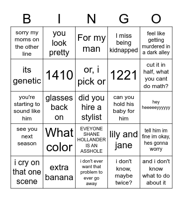 Heated Rivalry References Bingo Card