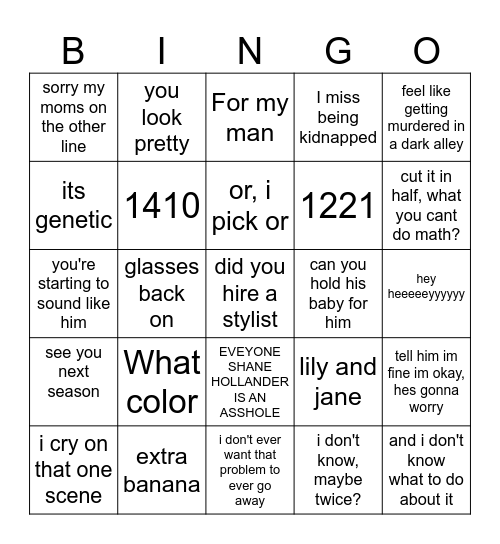 Heated Rivalry References Bingo Card