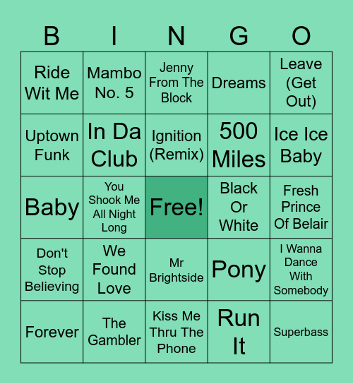 BANGERZ Bingo Card