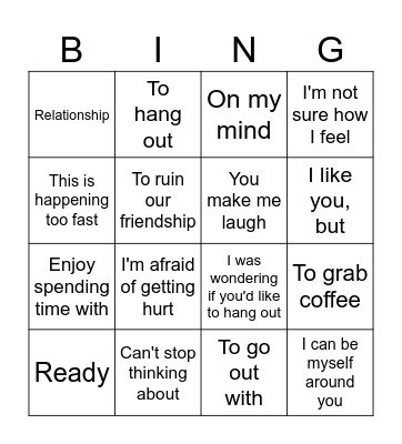 Invitation on a date Bingo Card