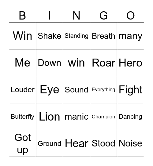 Music Bingo Card