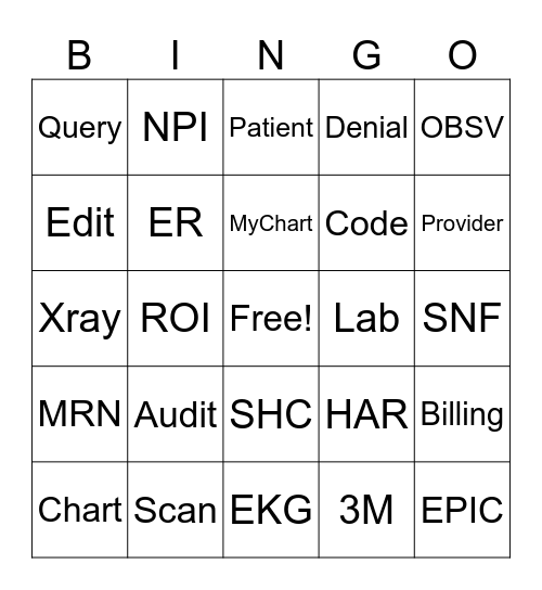 HIM edition Bingo Card
