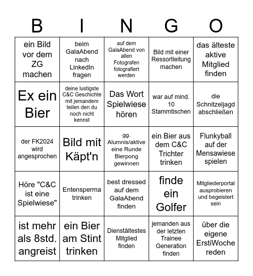 C&C 25. Jubiläum BINGO Card