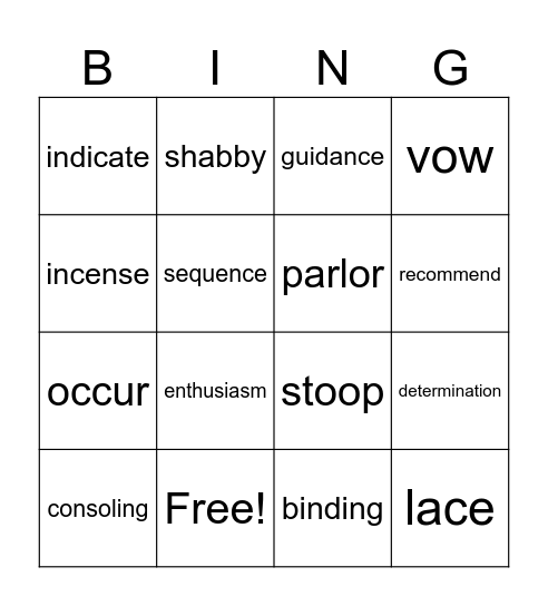 1 Bingo Card