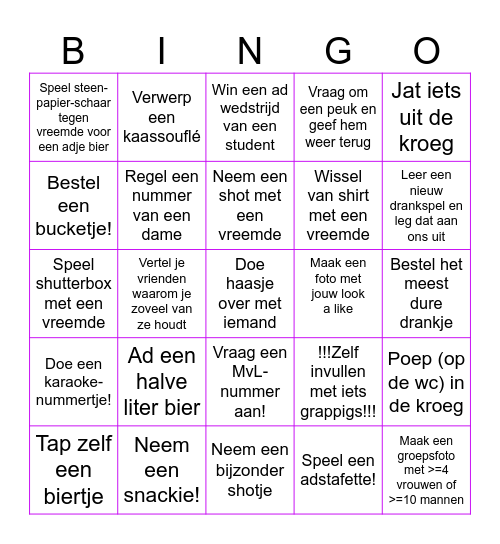 Kroegentocht Groningen Bingo Card