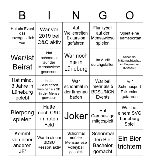 C&C 25. Jubiläum BINGO Card