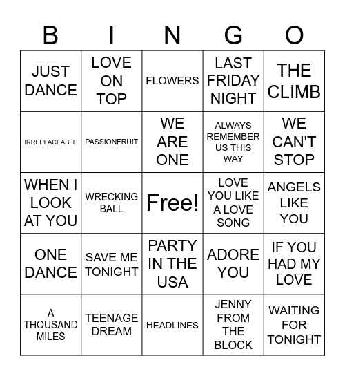 POP Bingo Card