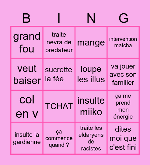 linca eldarya Bingo Card